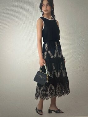 L.O.V. Embroidered Eyelet Tiered Maxi skirt
